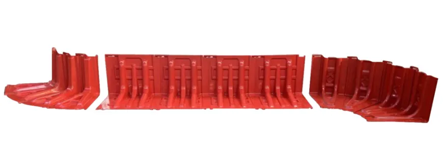 ABS flodbarriere rød H: 52 cm udvendig kurve