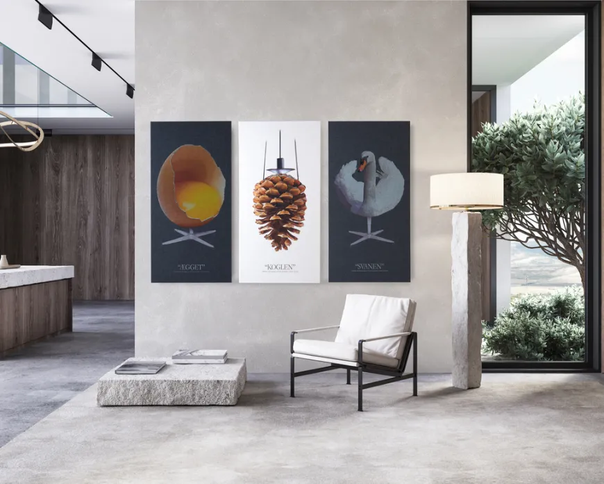 Akustikbillede Art-Acoustic koglen 60 x 120 cm - hvid