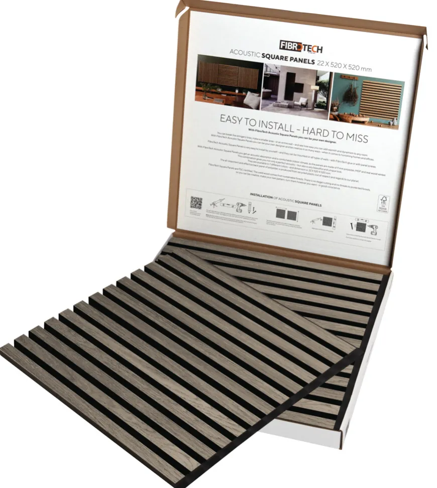 Akustikpanel Square grey oak 22 × 520 × 520 mm 2-pk.