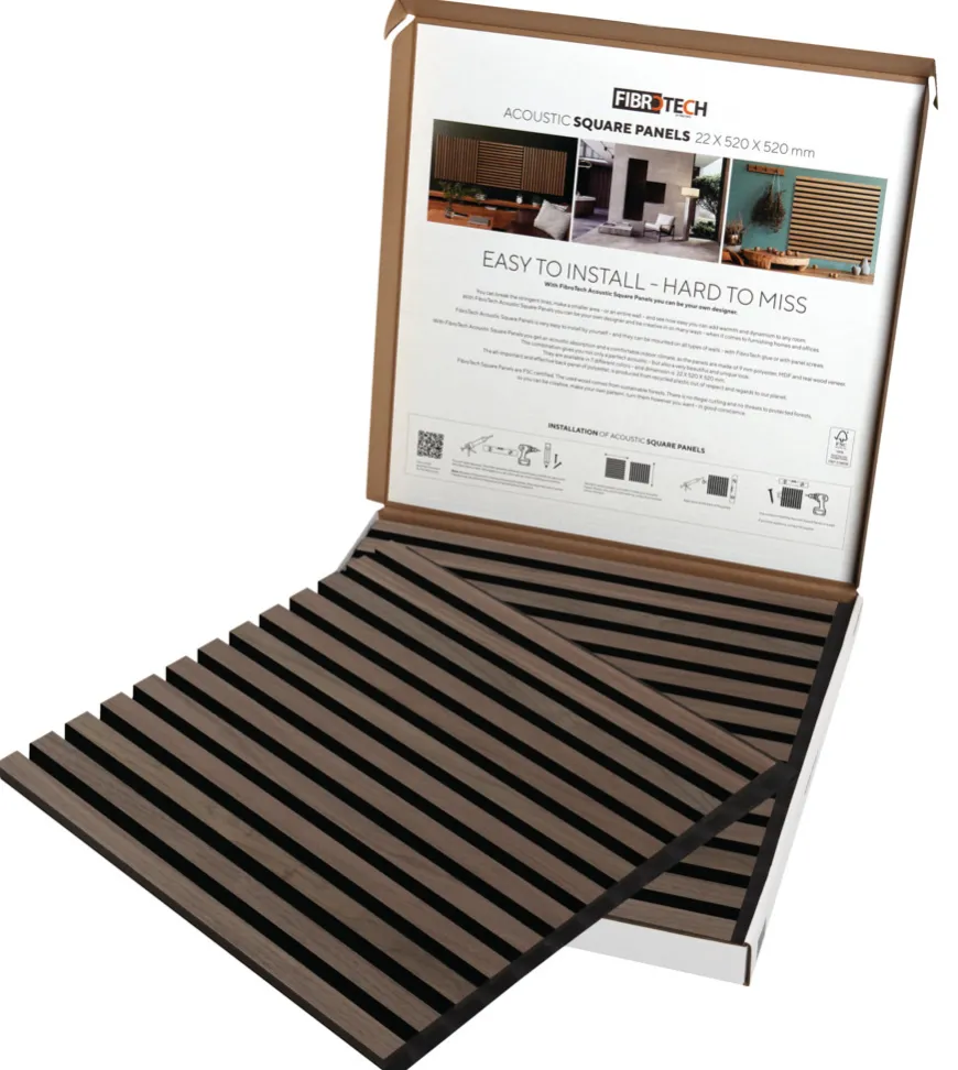 Akustikpanel Square walnut 22 × 520 × 520 mm 2-pk.