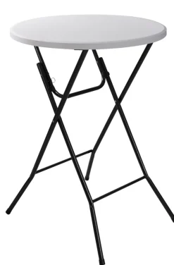 Barbord foldbart hvid/sort Ø80 x 110 cm