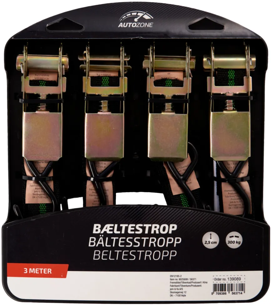 Bæltestropper 300 cm 4 stk. - AutoZone®