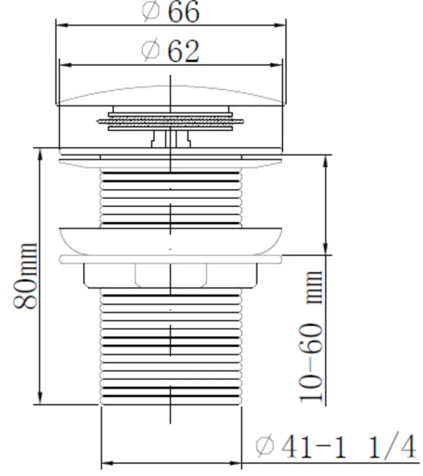 Bundventil pop-up Ø66 × 80 mm kobberfinish
