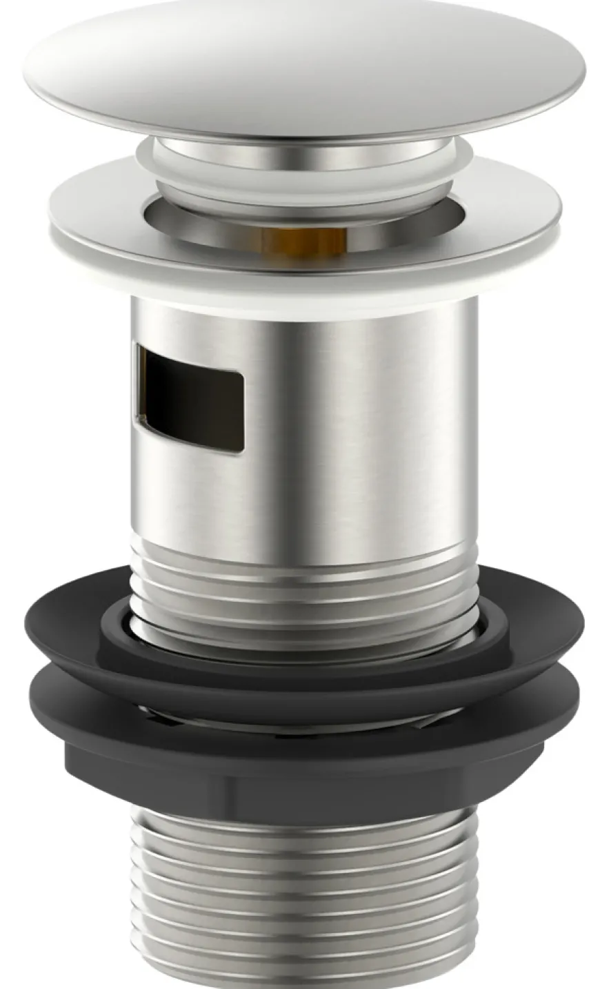 Bundventil Push pop-up 1 1/4" børstet stål - REN