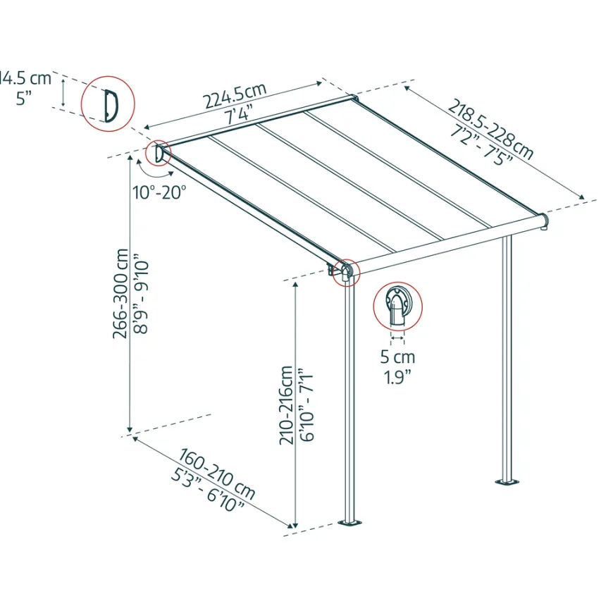 Canopia by Palram Sierra terrasseoverdækning 5,29 m²