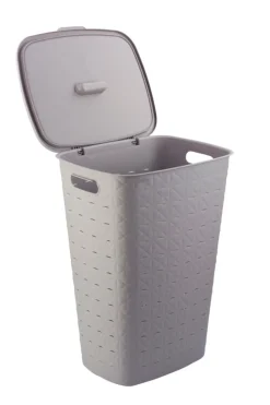 Curver vasketøjskurv med låg 56 liter taupe