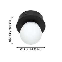 Eglo Mosiano loft- og væglampe sort/hvid Ø11 cm