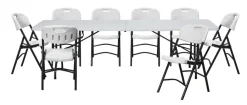 Foldebord stål/plast 240 x 70 cm hvid