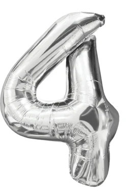Folieballon nummer 4 H60 cm sølv