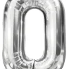 Folieballon nummer 0 H60 cm sølv