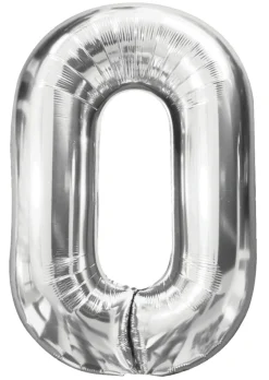 Folieballon nummer 0 H60 cm sølv