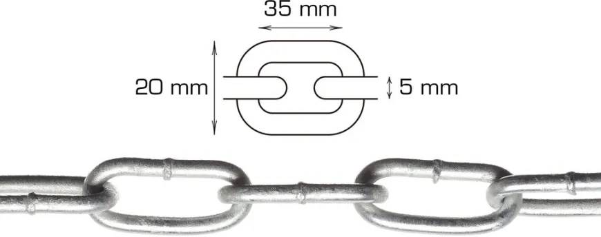 Galvaniseret kæde langleddet Ø5 mm x 2 meter