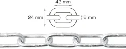 Galvaniseret kæde langleddet Ø6 mm x 5 meter