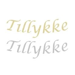 Guirlande i sølv eller guld glitter med Tillykke