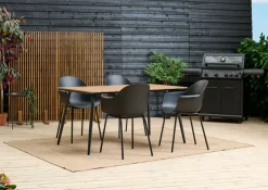 Havebord Beijing sort/teak 148 x 85 cm - Sunlife®