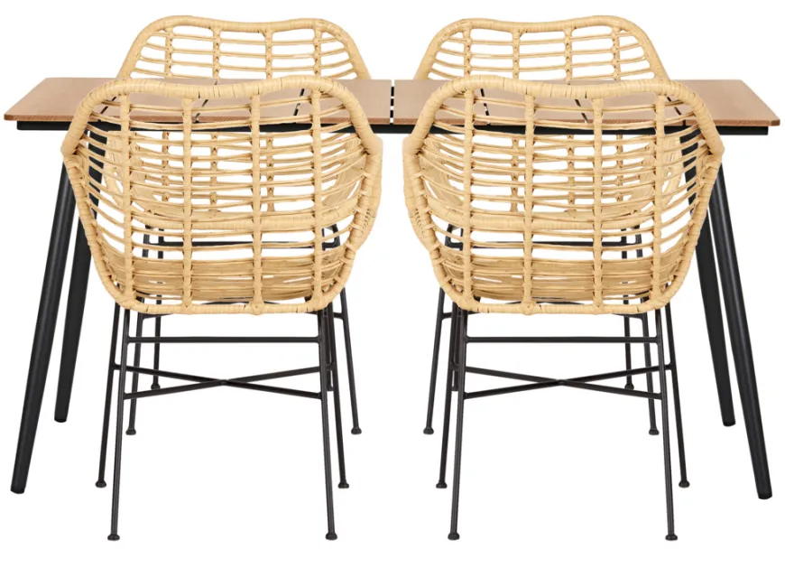 Havebord Beijing sort/teak 148 x 85 cm - Sunlife®
