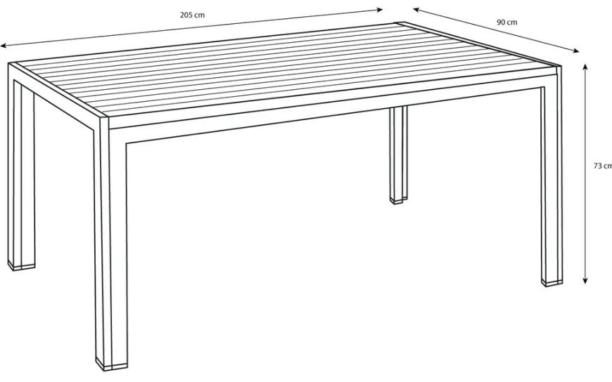Havebord Havanna 205 x 90 cm i aluminium og nonwood - Sunlife®