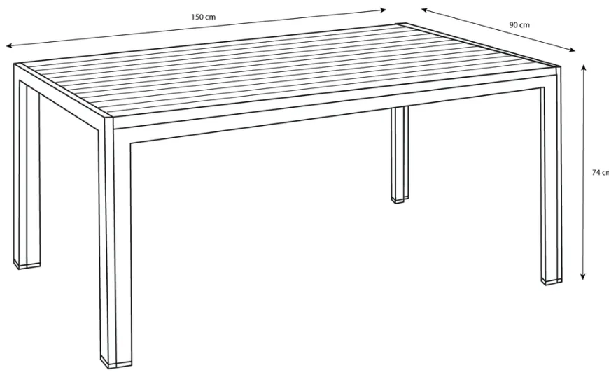 Havebord Havanna 150 x 90 cm i aluminium og nonwood - Sunlife®