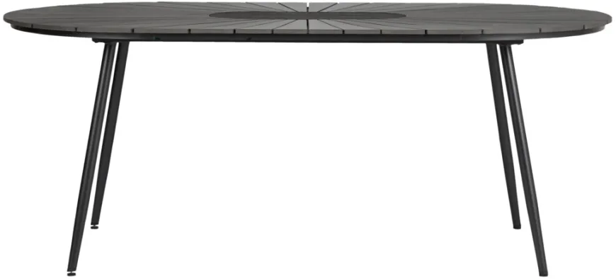 Havebord ovalt sort/brun 195 x 102 cm