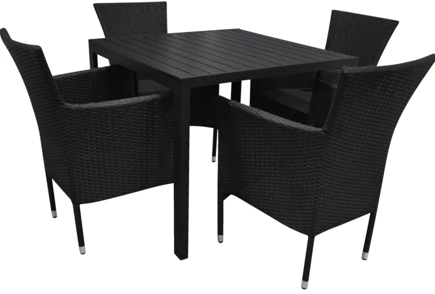 Havestol Bangkok i metal og sort polyrattan - Sunlife®