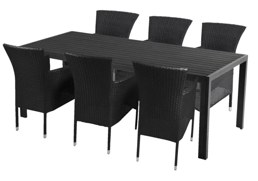 Havestol Bangkok i metal og sort polyrattan - Sunlife®