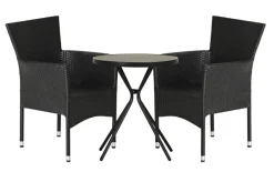 Havestol Bangkok i metal og sort polyrattan - Sunlife®