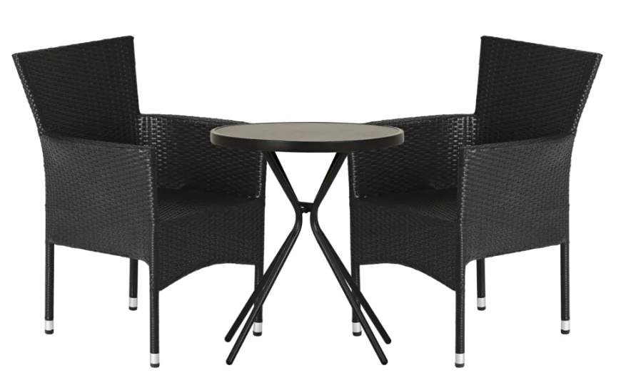 Havestol Bangkok i metal og sort polyrattan - Sunlife®