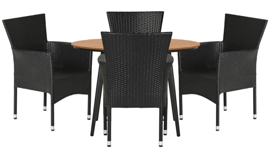 Havestol Bangkok i metal og sort polyrattan - Sunlife®