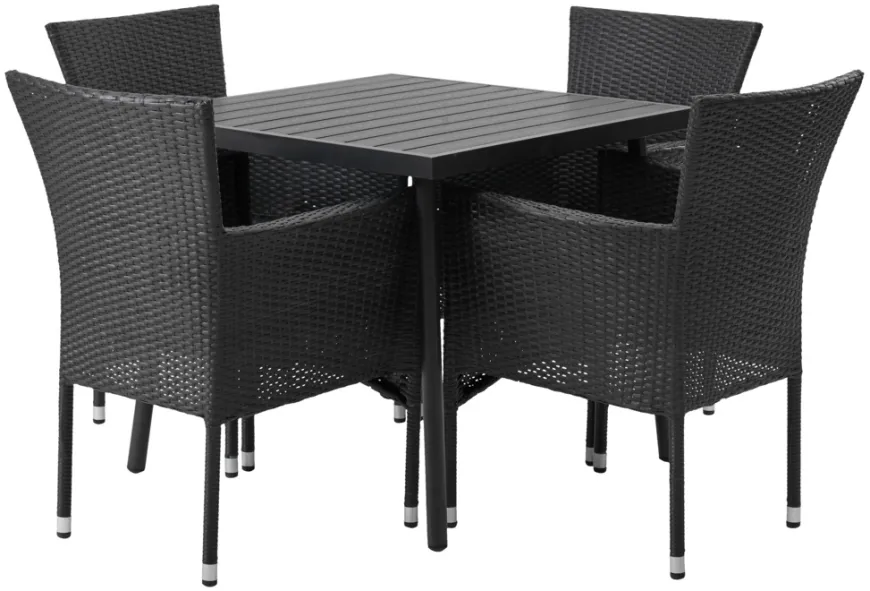 Havestol Bangkok i metal og sort polyrattan - Sunlife®