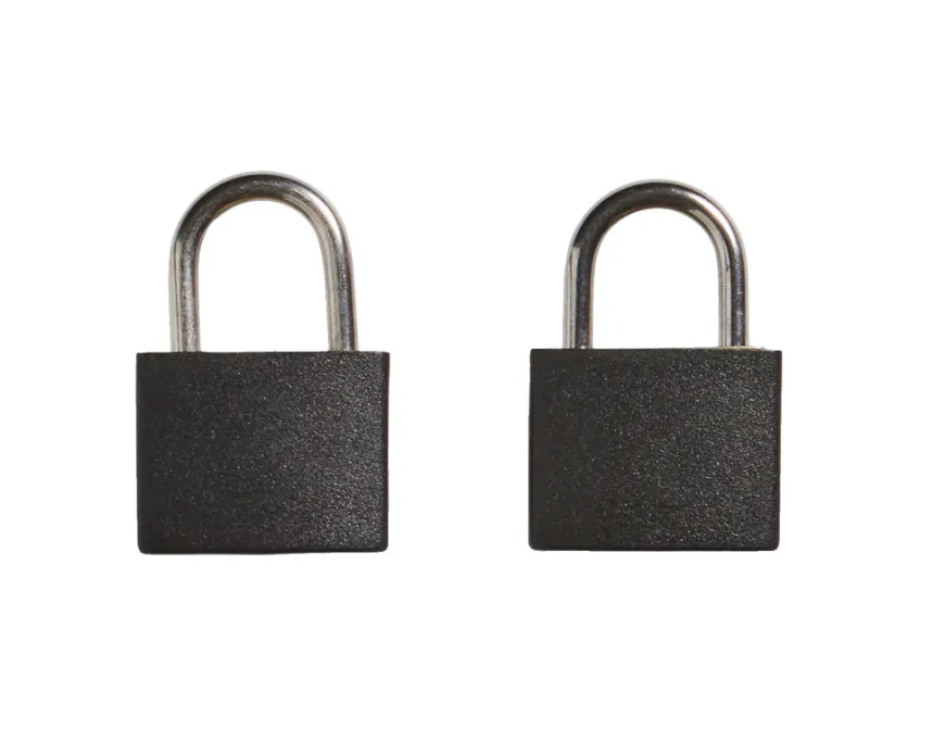 Hængelås m/to nøgler 25 mm sort plastikcover - 2-pk.