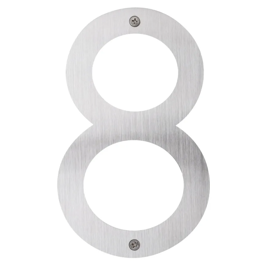 Husnummer 8 rustfrit stål 25 cm