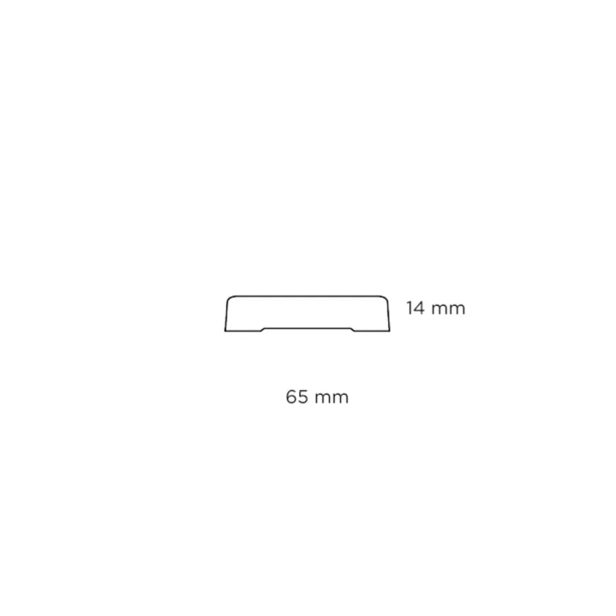 Indfatning glat plast hvid - 14 x 65 x 2200 mm