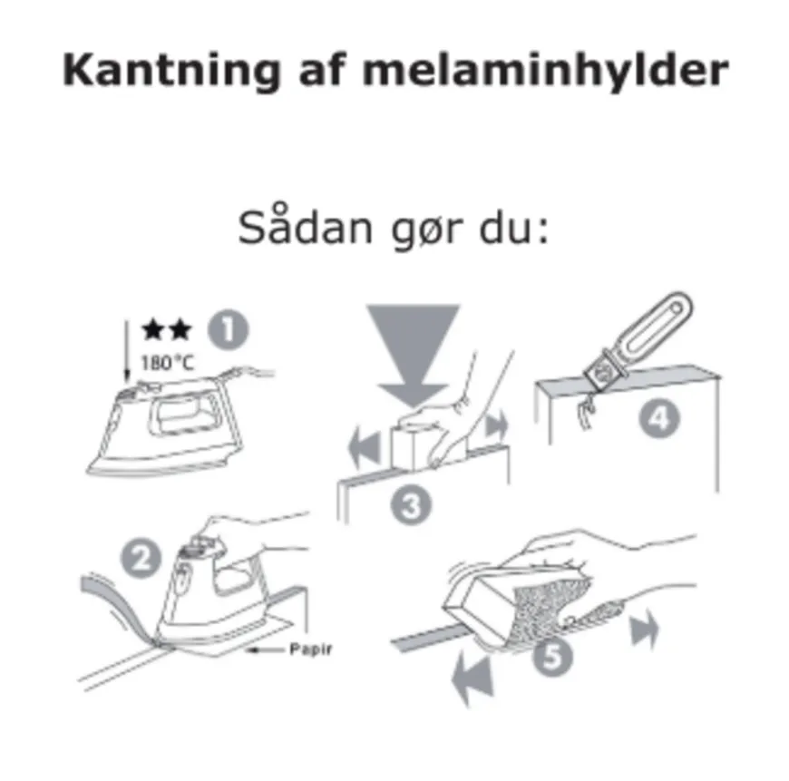 Kantbånd til melaminhylder sort 19 mm x 5 meter