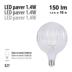 LED-pære Stripes klar 1,4 W E27