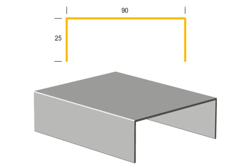 Limtræsprofil aluminium 90 x 1000 mm
