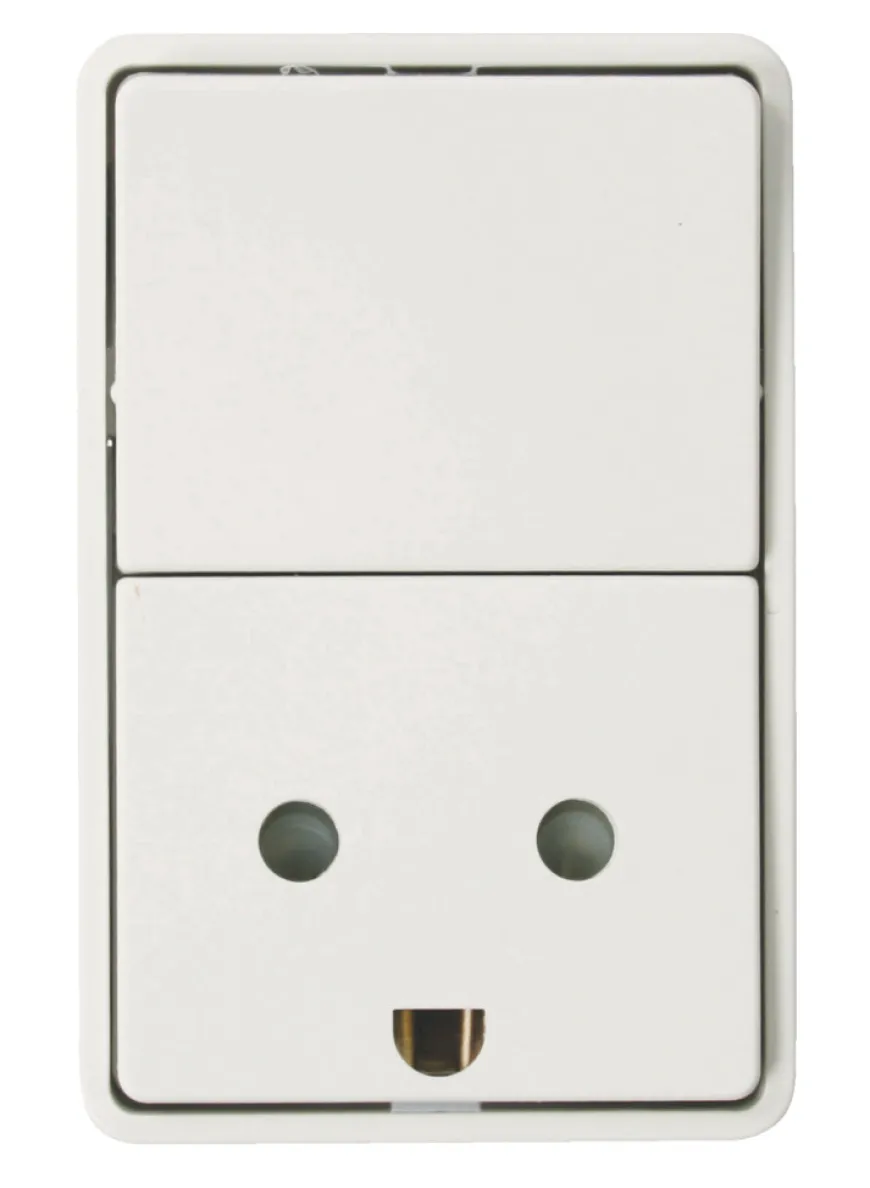 LK FUGA® stikkontakt m/jord, ramme og afbryder hvid