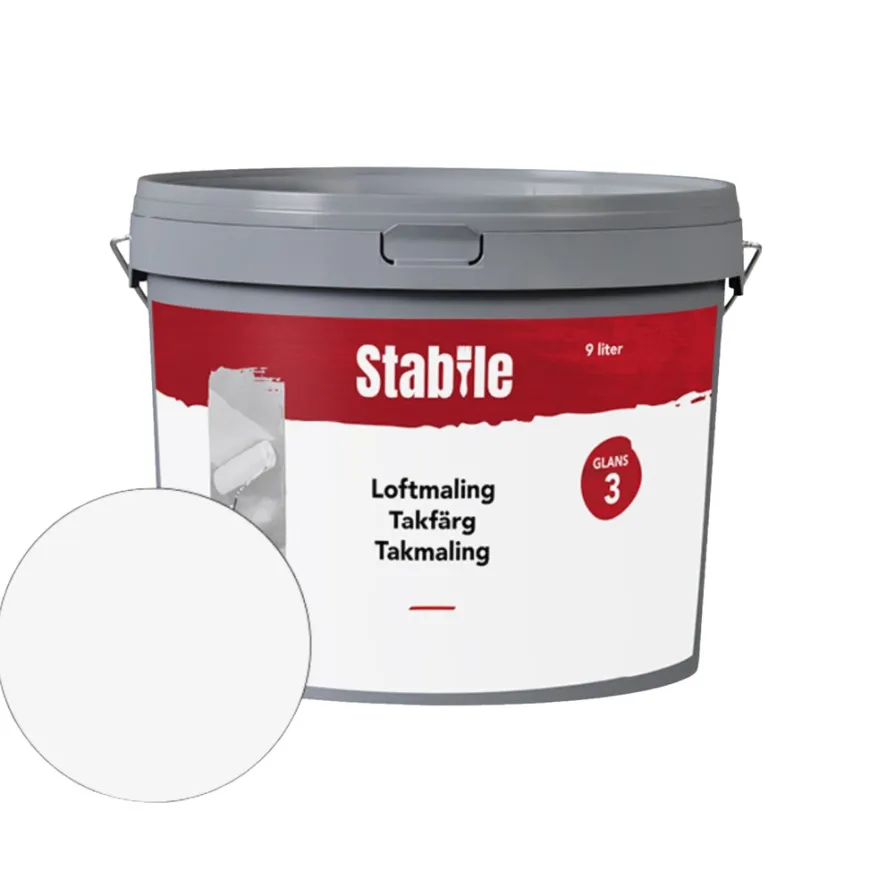 Loftmaling glans 3 hvid 9 liter - Stabile®