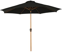 Markedsparasol Stockholm Ø300 cm sort/teak m/krank - Sunlife®