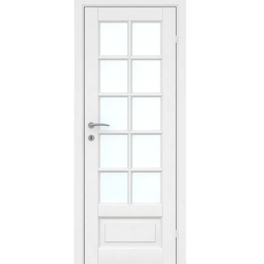 Massiv hvidmalet enkelt glasdør 72,5 x 204 cm