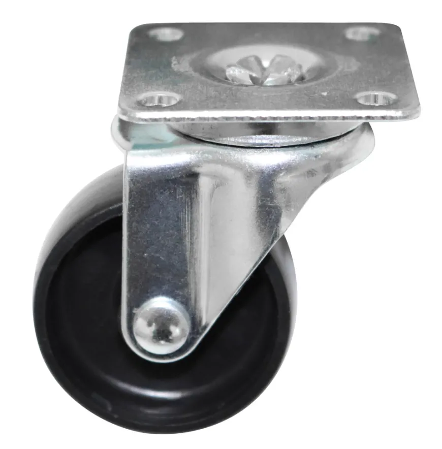 Møbelhjul drejbart med plade sort 50 mm