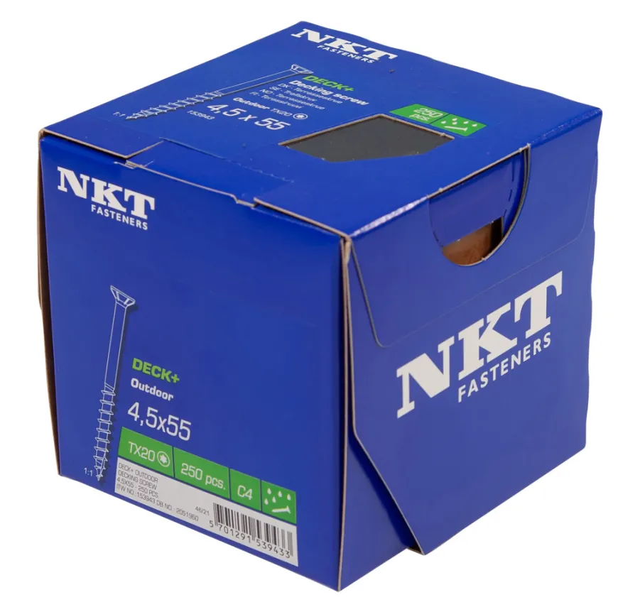 NKT Fasteners DECK+ Outdoor terrasseskrue 4,5 x 55mm 250 stk.