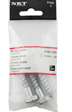 NKT Fasteners fransk skrue 10 x 60 mm 3 stk.