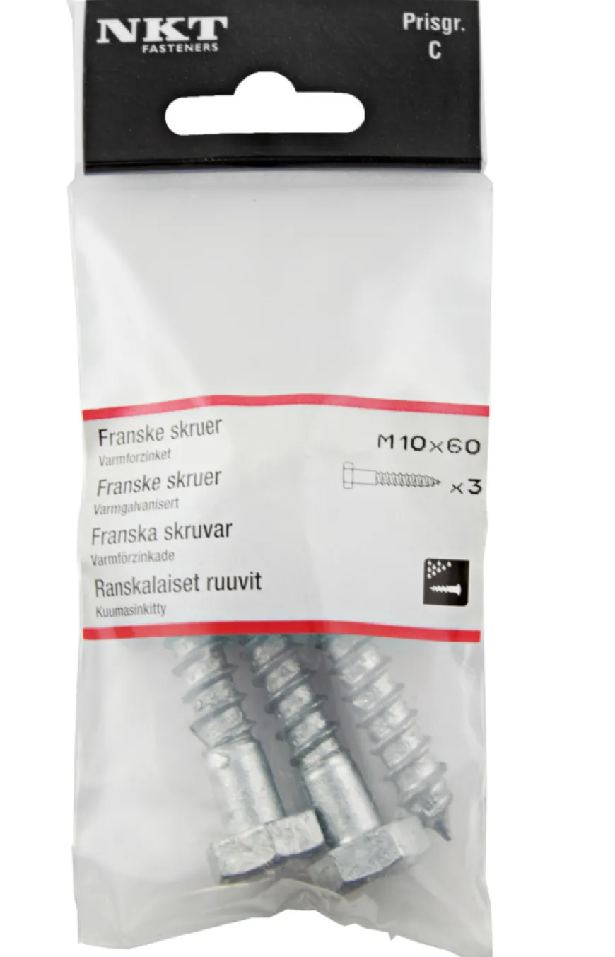 NKT Fasteners fransk skrue 10 x 60 mm 3 stk.