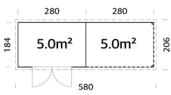 Palmako redskabsrum m/pergola Alma 560 x 184 cm