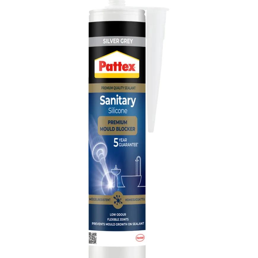 Pattex antimug sanitetssilikone sølvgrå 300 ml