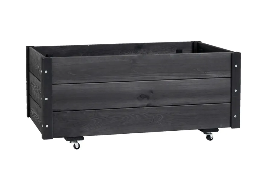 Plantekasse på hjul sort 94 x 54 x 45 cm