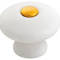 Porcelænsknop guld center Ø29 mm 2 stk.