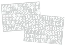 Postkassestickers med tal og bogstaver hvid