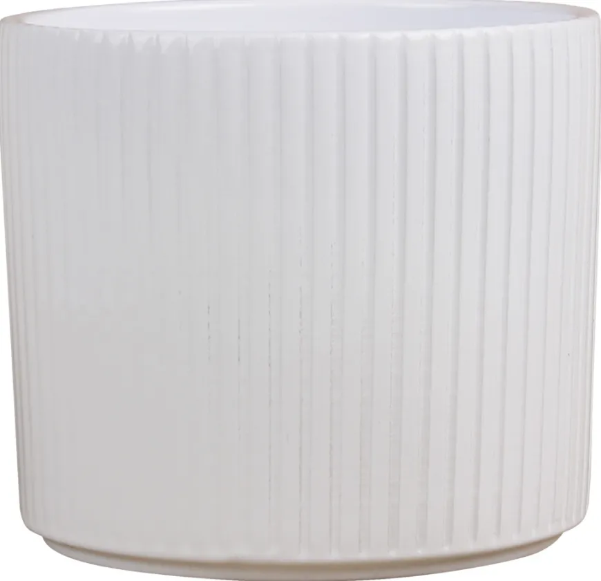 Potteskjuler Pillar Stripes hvid Ø17 cm