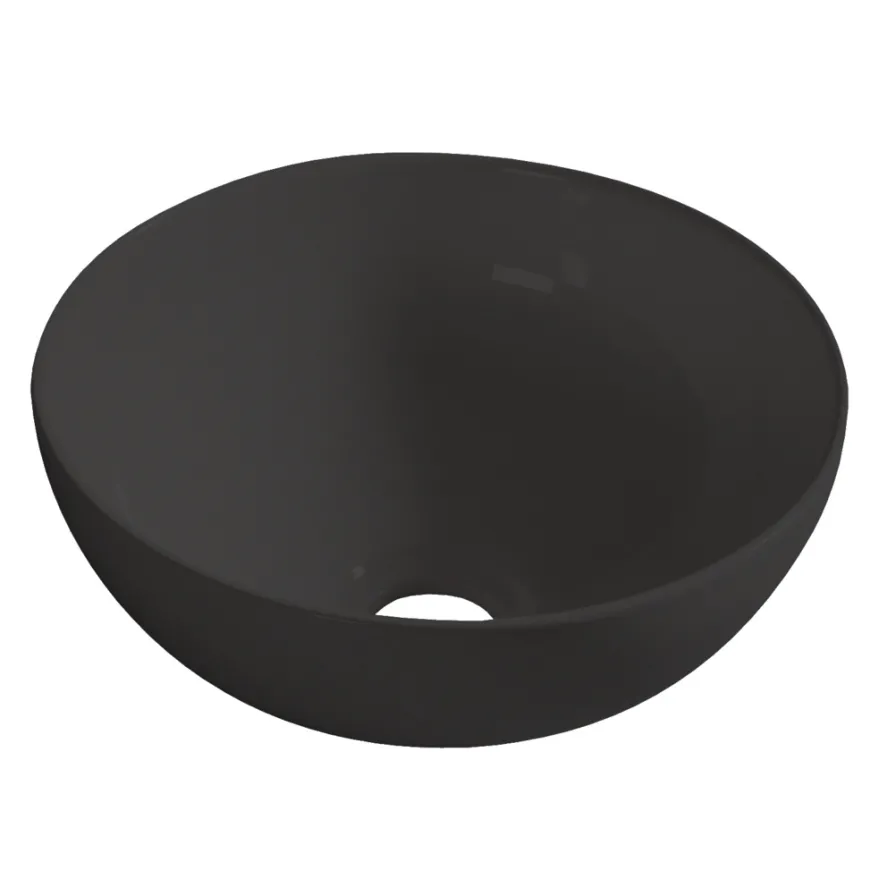 Rund porcelænsvask fritstående/topmonteret sort Ø40 cm